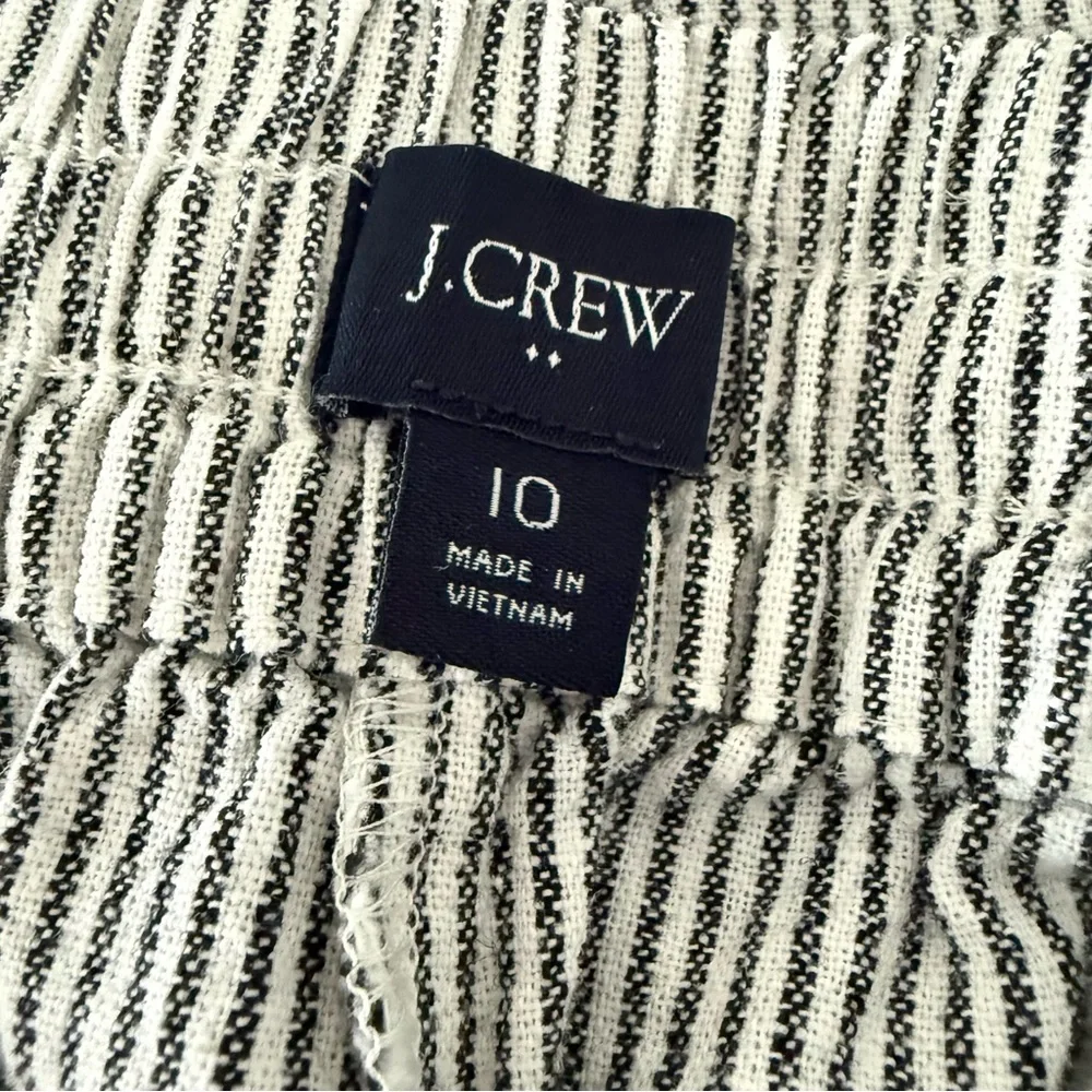 J Crew Striped Linen Cotton Blend Drawstring Pant in Black and White 10 - Picture 10 of 13